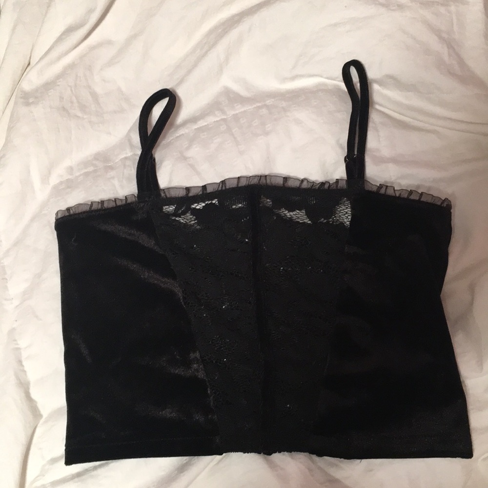 Black velvet corset crop top